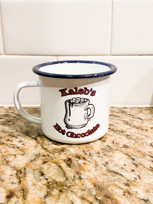 12oz Camp Style Enamel Mug || Kids Hot Chocolate Mug