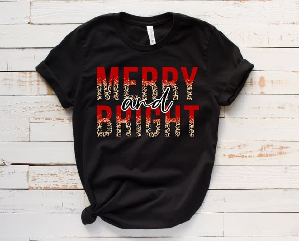 Merry and Bright || Leopard Christmas Shirt