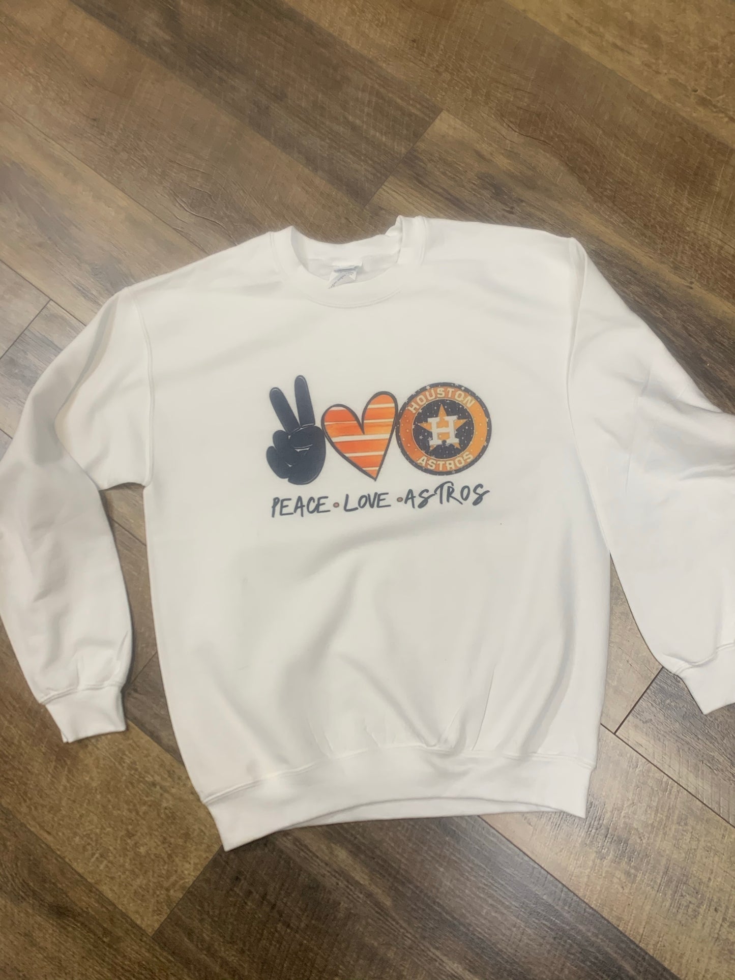 Peace Love Astros - Crew Neck Unisex Sweatshirt