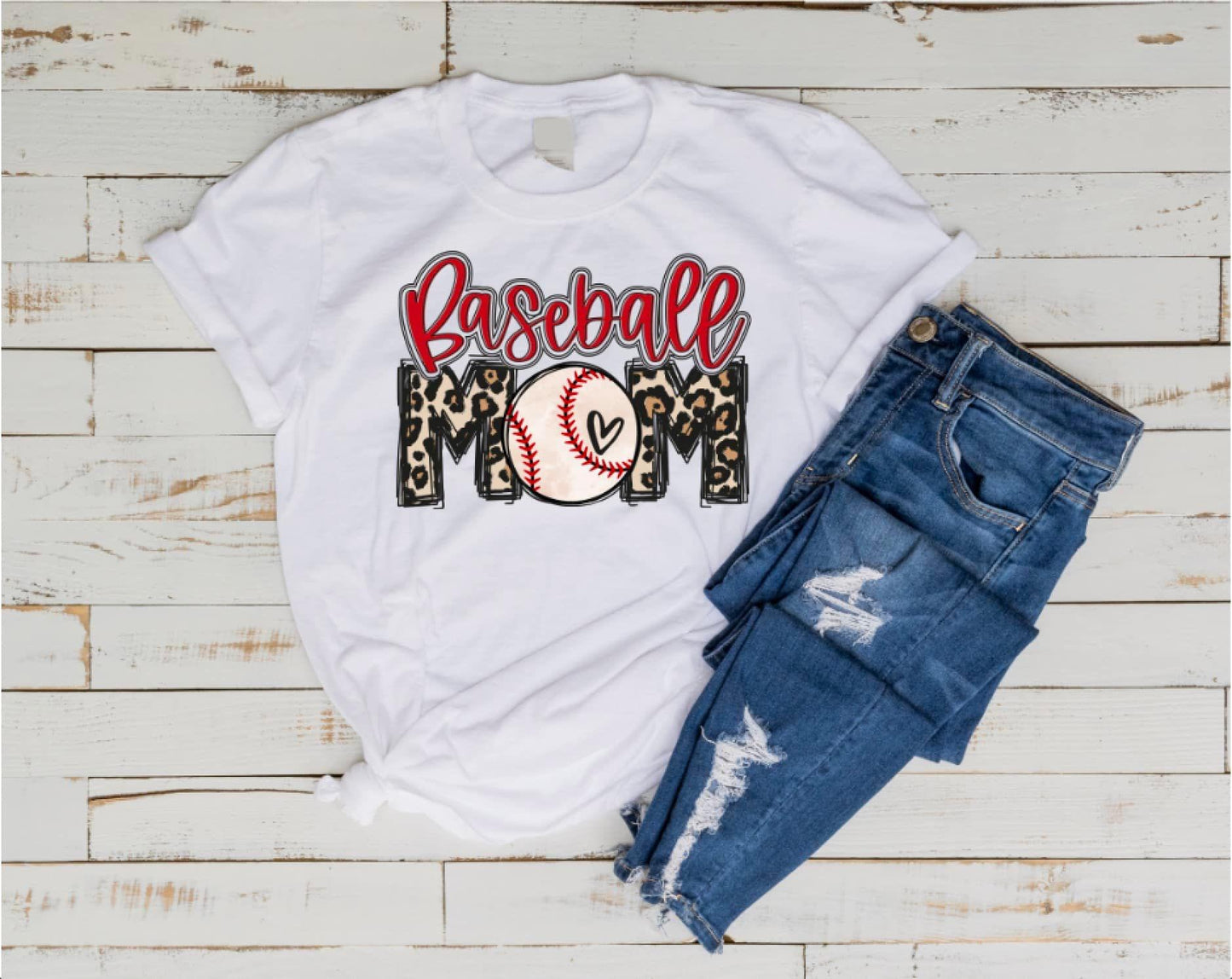 Baseball Mom Leopard T-Shirt