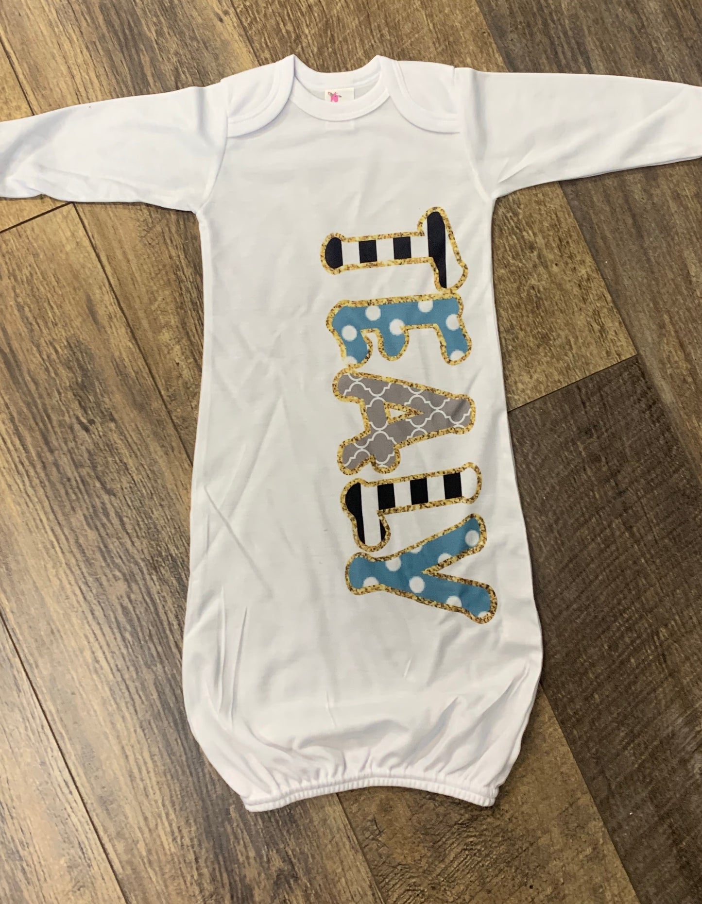 Monogram Baby Gown and Hat Set
