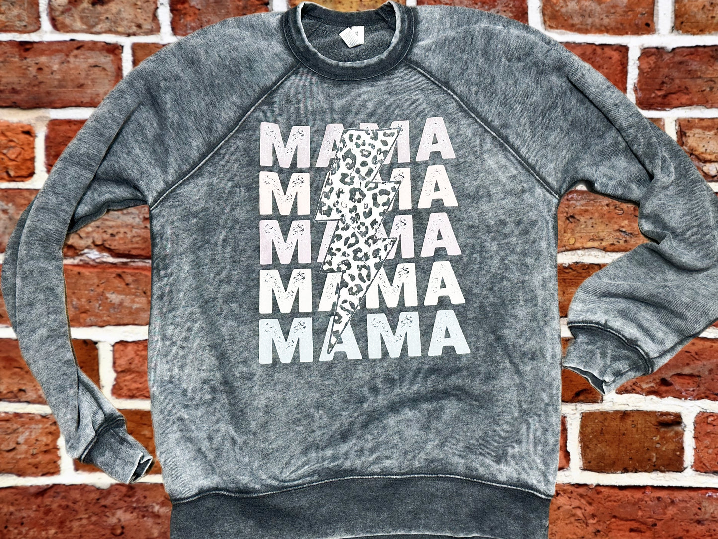 Mama Stacked || Black and Grey Burnout Sweatshirt
