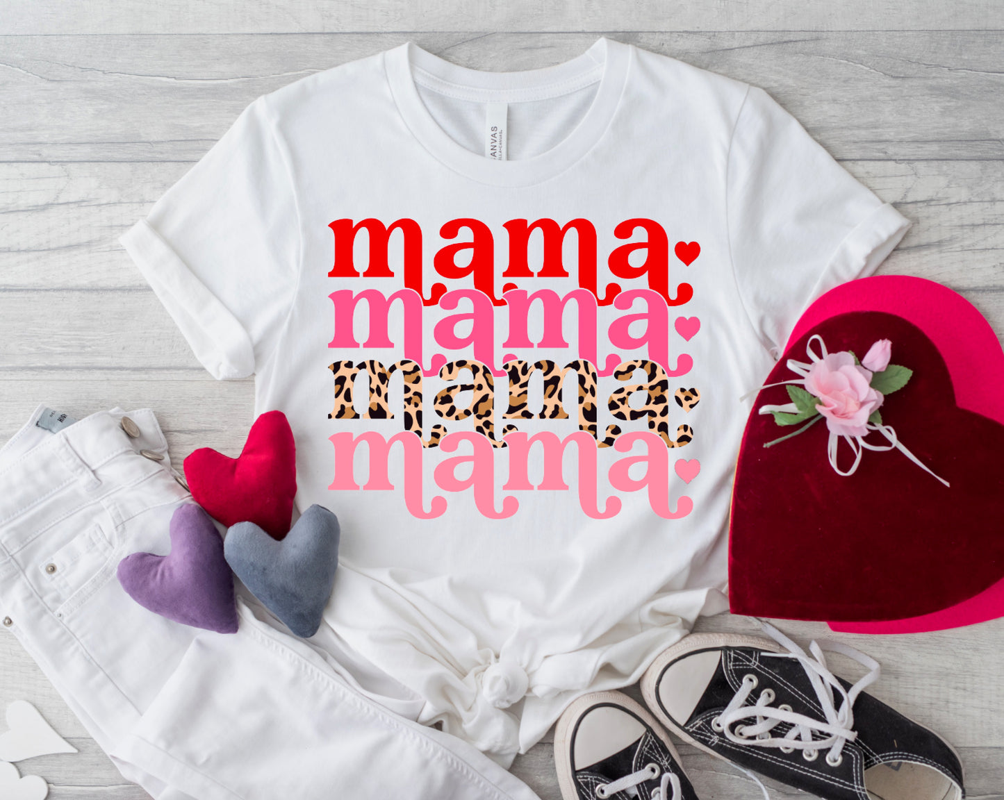 Valentine’s Mama Stacked || Valentine’s Day T-Shirt
