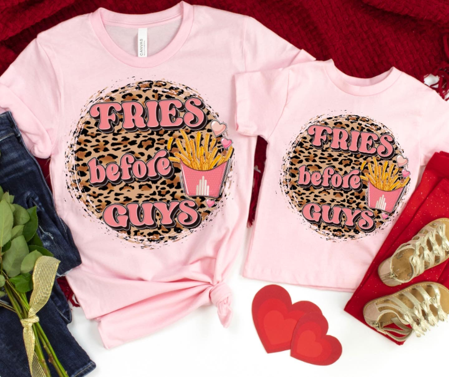 Fries Before Guys Leopard || Valentine’s Day T-Shirt