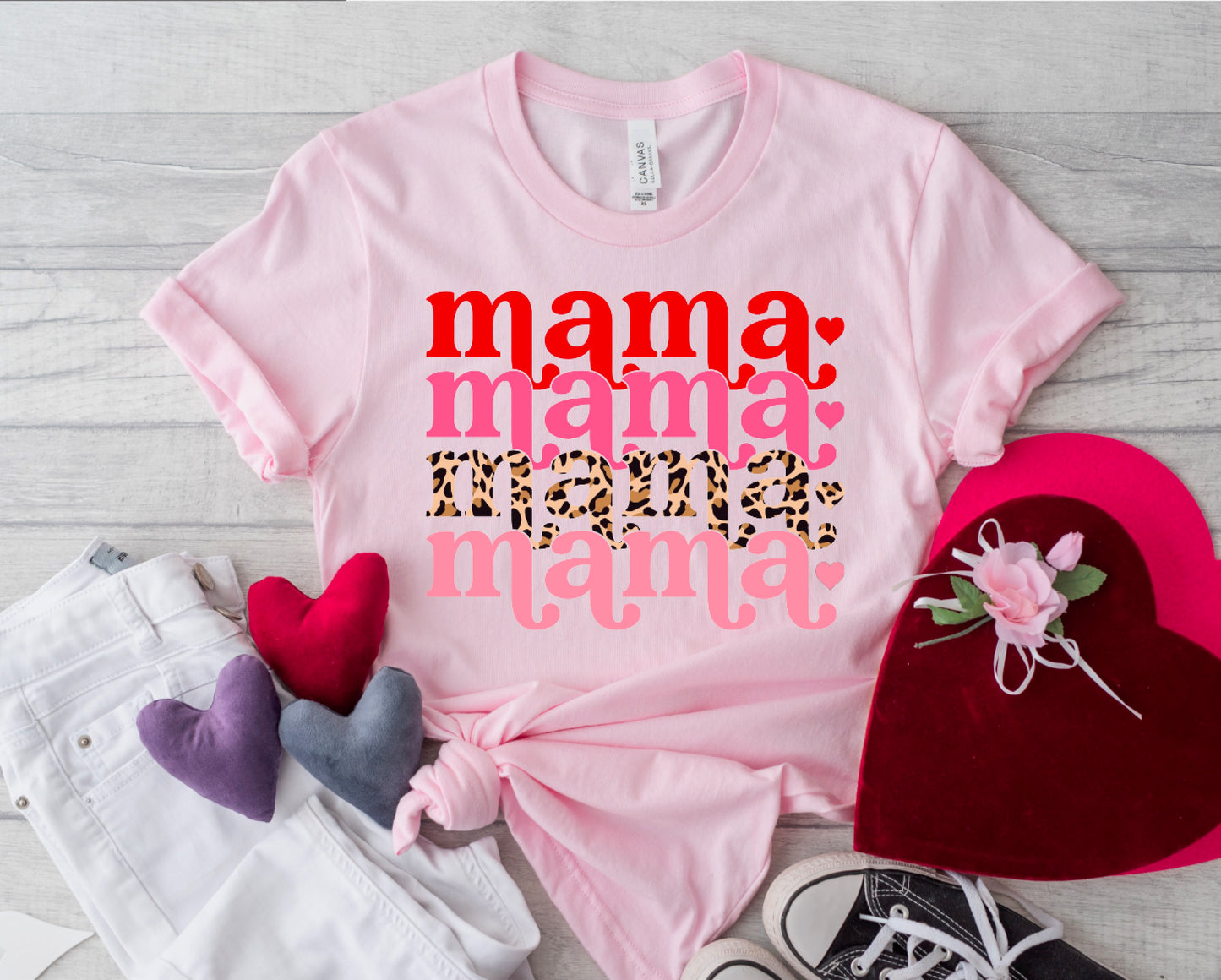 Valentine’s Mama Stacked || Valentine’s Day T-Shirt