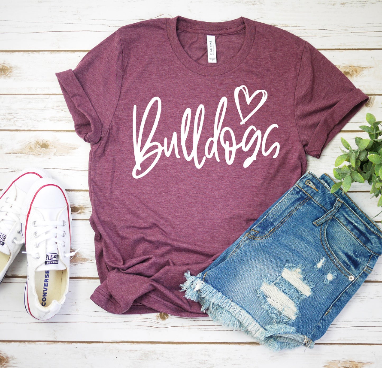 Bulldogs Spirit Shirt || Script Heart T-Shirt