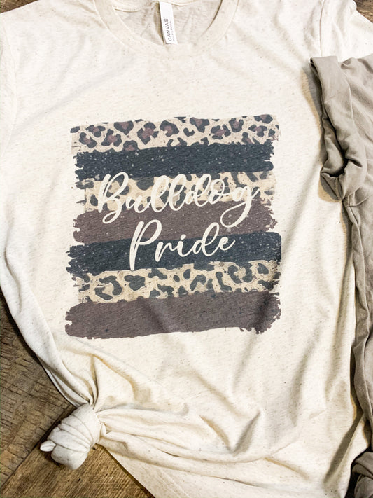 Bulldog Pride Maroon and Leopard - Permanent Print T-Shirt