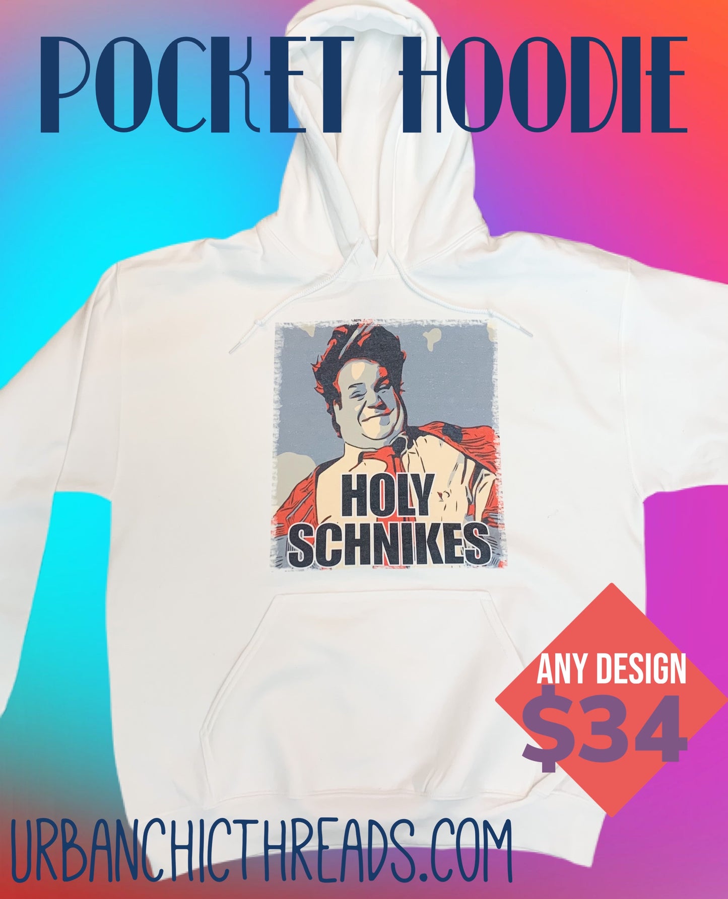 Pocket Hoodie Sweatshirt || Any Design || Permanent Print Sweatshirt