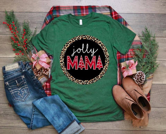 Jolly Mama || Leopard Christmas Shirt