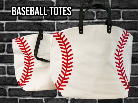 Baseball Canvas Tote || Large Lined Bag
