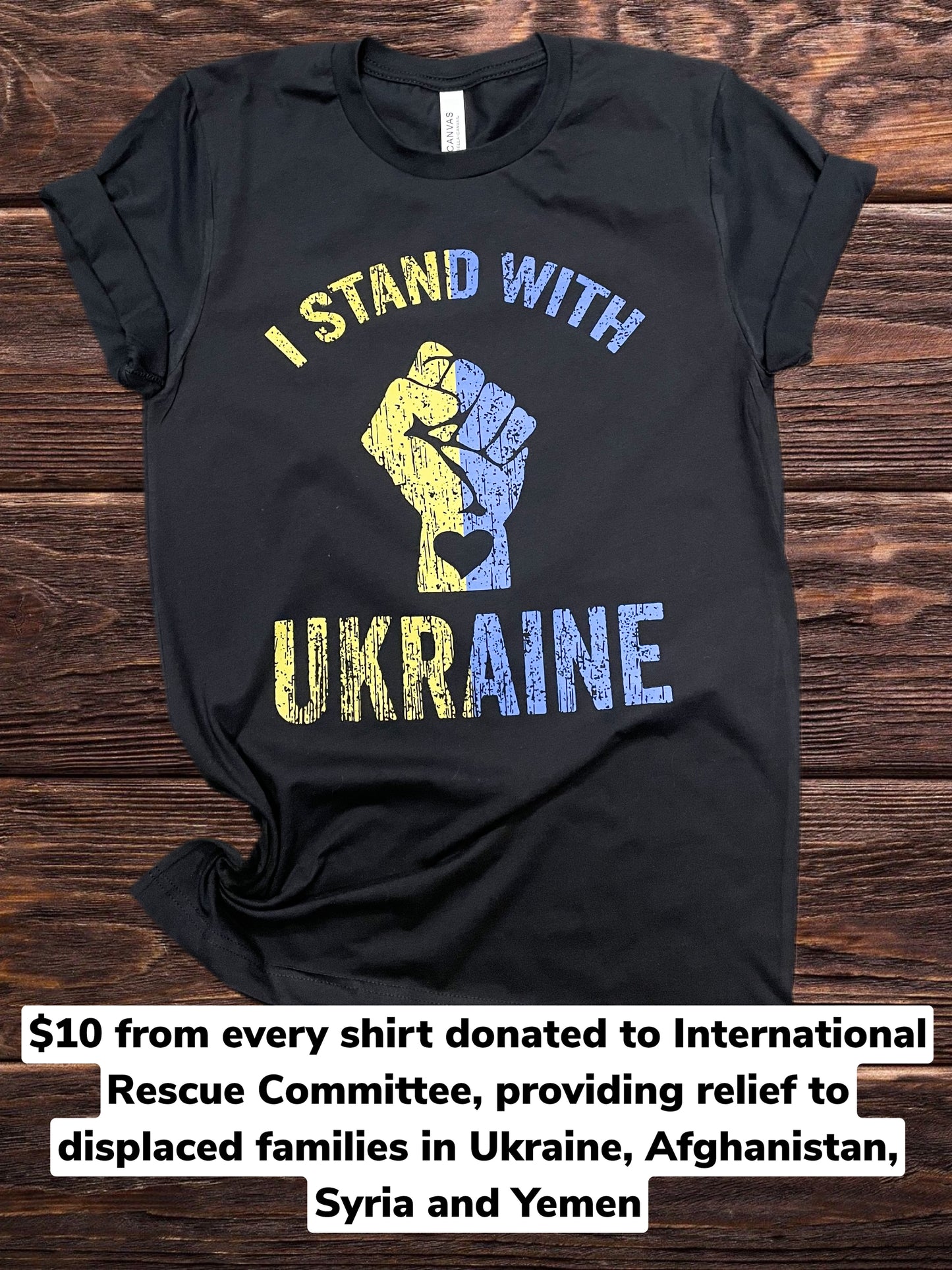 Stand With Ukraine Fundraiser || Black T-shirt Includes Donation