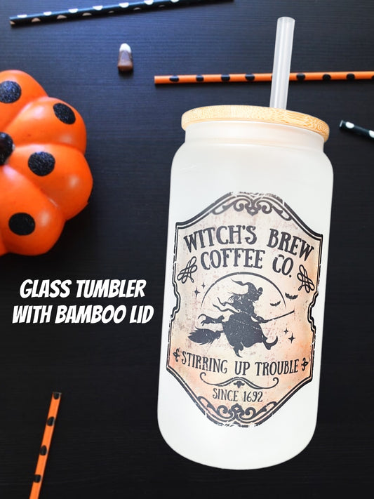 Witch’s Brew Coffee Company || Glass Tumbler with Bamboo Lid
