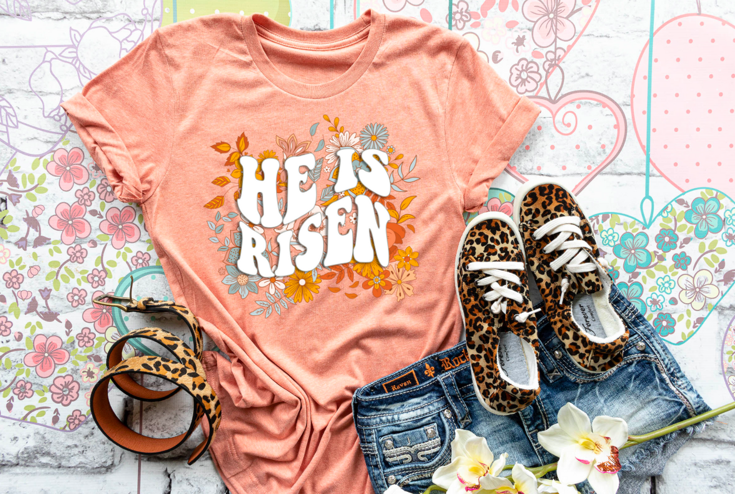 He is Risen Floral Boho || Easter Christian Printed Shirt